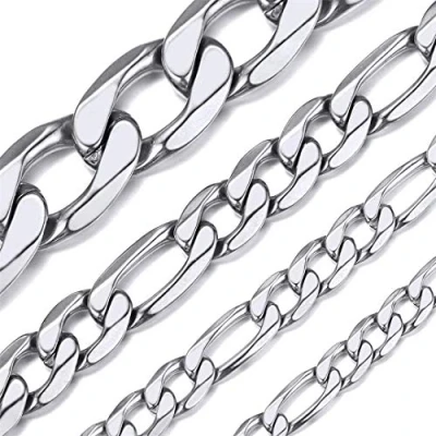 Afbeelding van Figaro Ketting Roestvrij Staal Curb 4mm/6mm/9mm/13mm Neck Link Chain voor Mannen, Metaal, Geen edelsteen