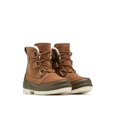 Afbeelding van Sorel Torino II Snowboots, Dames, Maat: 36, Tan/olive green Leer en textiel