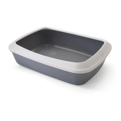 Afbeelding van Savic Kattenbak Iriz Met Rand Koudgrijs / Wit 50X37X13 CM (409979)