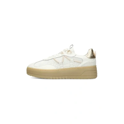 Afbeelding van PS Poelman Anemone Sneakers laag, Dames, Maat: 36, White and gold combination Leer