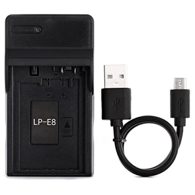 Afbeelding van LP E8 USB Oplader voor Canon EOS 550D, 600D, 650D, 700D, Kiss X4, X5, X6i, Rebel T2i, T3i, T4i, T5i Camera en Meer