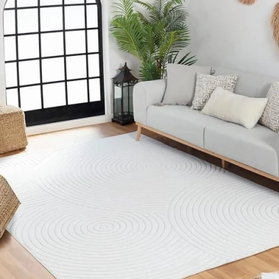 Afbeelding van SURYA Vloerkleed Woonkamer, Slaapkamer Modern Scandinavisch Tapijt KOANA Wit 80x150cm