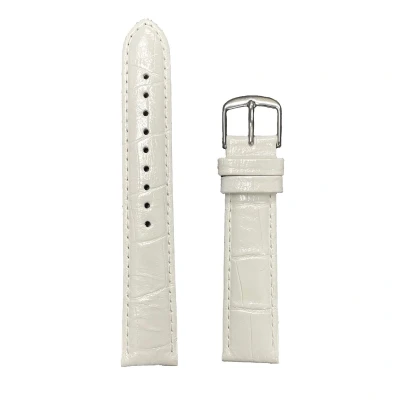 Afbeelding van Horlogeband 18 mm Wit Echt leer in croco print Roestvrijstalen gesp