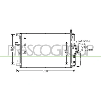 Afbeelding van PRASCO VV710C002 Condensor Airco Met droger 14mm 10mm Aluminium 630mm R134a VOLVO: XC90 I (C, 275) T6 AWD, 2.5 T AWD 2002 2014
