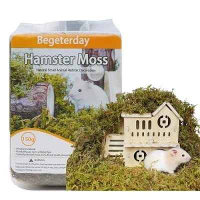 Afbeelding van Begeterday 150g puur natuurlijk bos mos voor hamsters beddengoed nesten, kleine dieren habitat decoratie, goed hamsterkooien accessoires