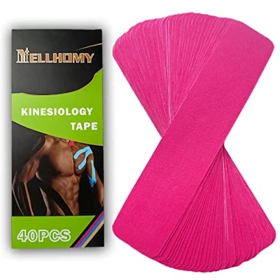 Afbeelding van NELLHOMY 40 Stuks Kinesiologie tape Voorgesneden, Elastische Therapietape Ondersteunt Spieren en Gewrichten, Waterbestendig Sporttape Pijnverlichtend voor Fysiotherapie Sport,Roze