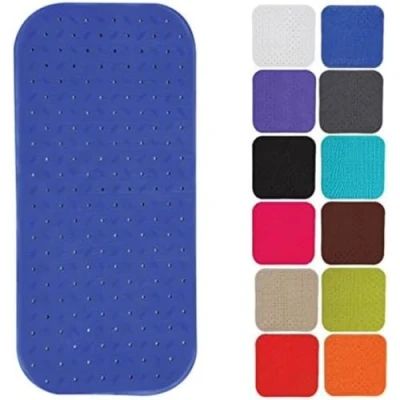 Afbeelding van MSV Douche/bad anti slip mat badkamer rubber blauw 36 x 97 cm Badmatjes