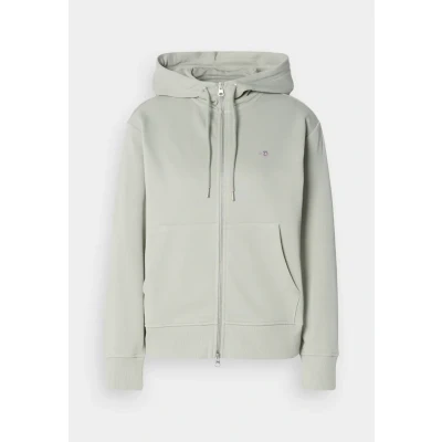 Afbeelding van GANT Shield ZIP Sweater met rits, Dames, Maat: Large, Faded sage