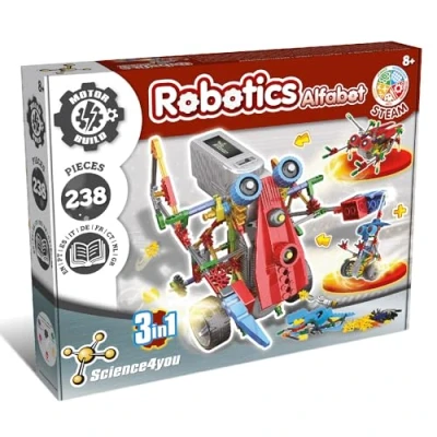Afbeelding van Science4you Robotica alfabot, een bouwpakket met 238 stuks robot zelf bouwen deze elektronische bouwdoos, maak 3 robots in 1 speelgoed, educatief spel en experiment voor kinderen vanaf 8 jaar