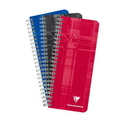 Afbeelding van Clairefontaine 8672C Een Spiraalgebonden Notitieboek 8,5x20 cm 180 Pagina&#039;s met Kleine Vierkantjes Wit Papier 90 g Kartonnen Cover Gekleurde Laminering Willekeurige Kleur.