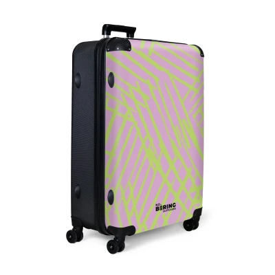 Afbeelding van NoBoringSuitcases.com® Koffer groot Reiskoffer lichtgewicht Paars met groene lijnen Rolkoffer 4 wielen Grote trolley XL 98 liter bagage