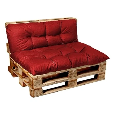 Afbeelding van Garden Factory Palletkussen, zitkussen, rugkussen of set, gewatteerd Set (Zitkussen 120x60+Rugkussen 120x40) Rood