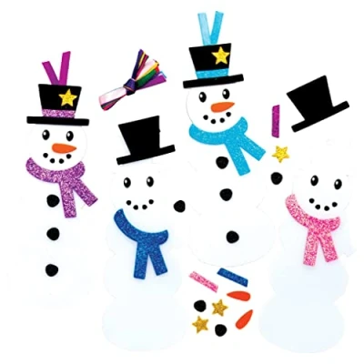 Afbeelding van Baker Ross FE951 Sneeuwman mix&amp;match boekenlegger knutselset voor kinderen Pak van 8, maak en versier kleurrijken Kerstmis bladwijzer kinderen, knutsel activiteit om te maken