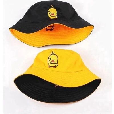 Afbeelding van CHPN Bucket hat &quot;Reversible Vissershoedje Eend One Size Geel &amp; Zwart Hippe hoed Festivalhoedje Feesthoed Cadeau