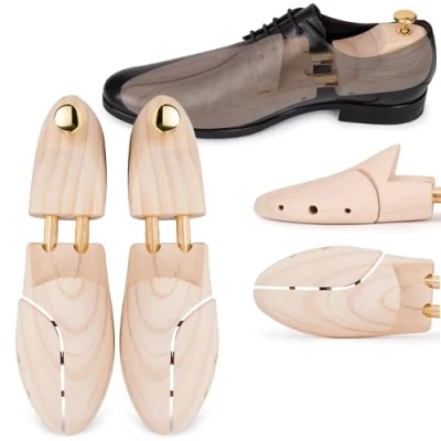 Afbeelding van SULPO Schoenspanners voor dames en heren van grenenhout, schoenvormer, houten schoenspanner, langere houdbaarheid je schoenen, elegant design, beige, 41 42