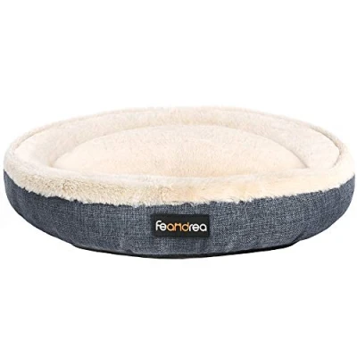Afbeelding van Feandrea Hondenbed, hondenmand, kattenbed, donut, Ø 75 cm, donkergrijs PGW075G01