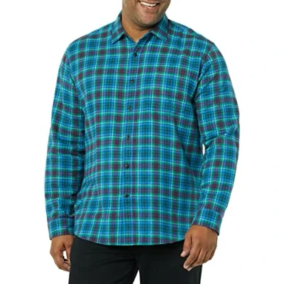 Afbeelding van Amazon Essentials Men&#039;s Flanellen overhemd met lange mouwen (verkrijgbaar in grote en maten), Blauw Bordeauxrood Groen Plaid, XXL