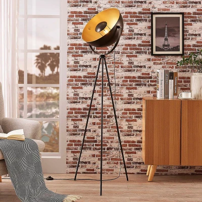 Afbeelding van Lindby vloerlamp 1licht metaal H: 160 cm E27 zwart, goud