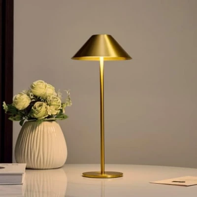 Afbeelding van Bojim Accu tafellamp, led draadloos, 3000 K 6000 K, dimbare oplaadbaar, 3 W, 4000 mAh, touch control, IP54 waterdicht, voor tuin, eettafel, balkon, goud
