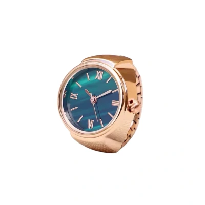Afbeelding van Vinger Horloge Finger Watch Luxe Vingerhorloge Rosé en Groen Ring