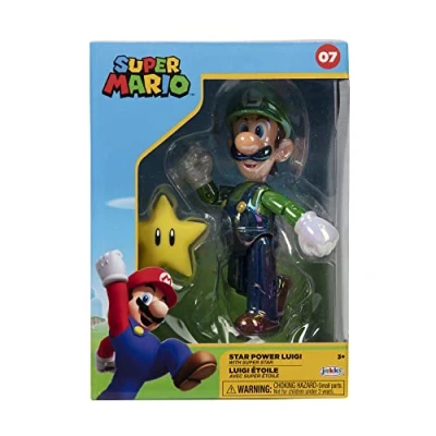Afbeelding van Nintendo Super Mario Figur Luigi w/Star in Sammlerbox, 10 cm