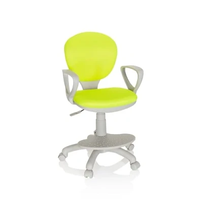Afbeelding van hjh OFFICE 671011 kinderdraaistoel Kid Colour G1 stof groen/grijs bureaustoel kinderen, voetsteun en zitting in hoogte verstelbaar, 95 x 53 51 cm