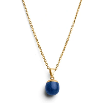 Afbeelding van Zentana Lapis Lazuli Ketting &amp; Hanger Rond Geslepen Gold Dipped Creativiteit