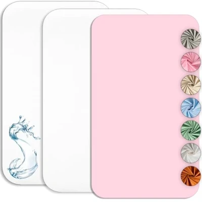 Afbeelding van Cododo Hoeslaken, 50 x 83 cm (2 stuks) + 1 matrasbeschermer, waterdicht, set van 2 lakens en Oeko Tex (wit/roze, cm)