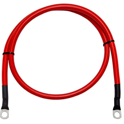 Afbeelding van Lumonic 25cm accukabel massakabel met 10mm² doorsnede rood automotive stroomkabel 2x buiskabelschoen M8 DIN gecertificeerde geïsoleerde kopere