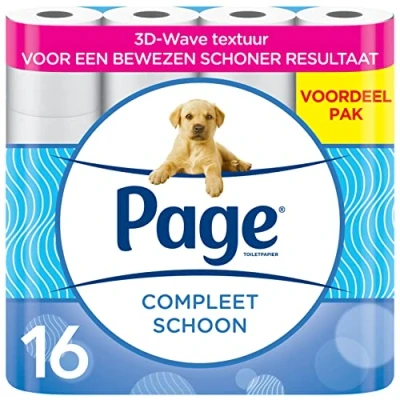 Afbeelding van Page wc papier Compleet Schoon toiletpapier 16 Rollen Voordeelverpakking