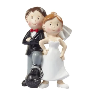 Afbeelding van bruidspaar * met voetboeien taartdecoratie taartfiguur tafeldecoratie
