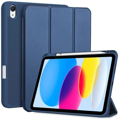 Afbeelding van ProCase Beschermhoes iPad 10 Generation 10,9 inch met penhouder, Generatie 2022 (A2696 A2757 A2777) Auto&#039;s Waken/Sleep Donkerblauw