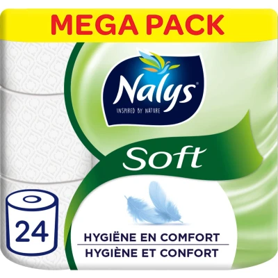 Afbeelding van 1+1 gratis: Nalys Soft Hybride Toiletpapier in 80% Recycled Folie 2 laags 24 stuks