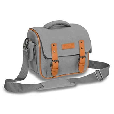 Afbeelding van PEDEA DSLR cameratas &quot;Vintage&quot; Fototas voor spiegelreflexcamera&#039;s met waterdichte regenhoes, draagriem en accessoirevakken, maat XL grijs