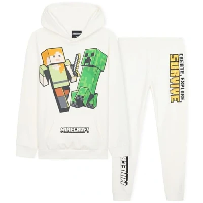 Afbeelding van Minecraft Trainingspak voor jongens Comfy Loungewear Activewear Gamingcadeaus jongens, Wit, 7 8 jaar