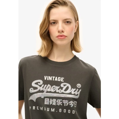Afbeelding van Superdry Embellished VL Graphic Tshirt print, Dames, Maat: 42, Washed black
