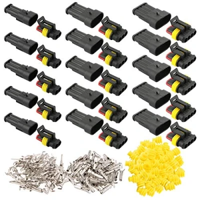 Afbeelding van QitinDasen 15 Set Waterdichte Auto Elektrische Connectoren, Verzegelde Connector Stekke Socket Kit, voor Vrachtwagen Boot (2 Pin/3 Pin/4 Pin)