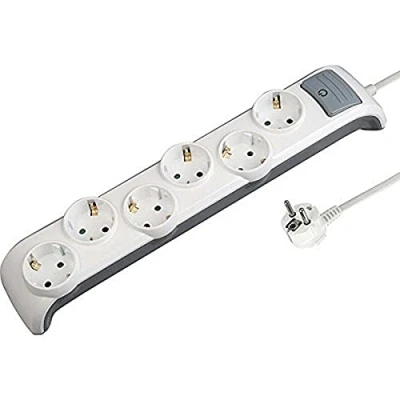 Afbeelding van Electraline 62507 Stekkerdoos, 3G1 mm², 2 m, 6 stopcontacten, wit, 250 V