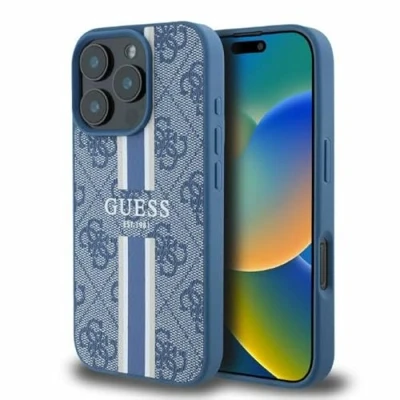 Afbeelding van CG Mobile Guess GUHMP16XP4RPSB hoes voor iPhone 16 Pro Max 6,9 inch blauw hardcase 4G bedrukte strepen