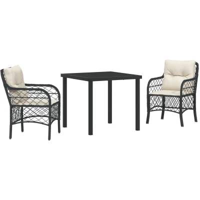 Afbeelding van vidaXL 5 delige Tuin Eetset met Kussens Bruin Poly Rattan