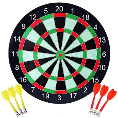 Afbeelding van dartbord, veiligheidsdartbordset, 17 inch magnetisch speelgoed dartspelset met 6 magnetische darts, veiligheidsdartspel voor feest, huis, tuin, leuk cadeau volwassenen