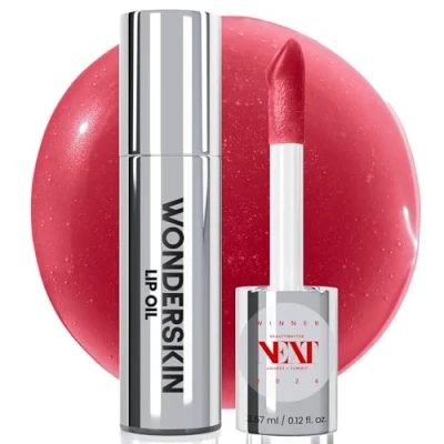 Afbeelding van Wonderskin Lip Rehab Serum Oil getinte lippenolie voor vrouwen, hydraterend, verzorgend en niet plakkerig met rode tint droge lippen (Amour)