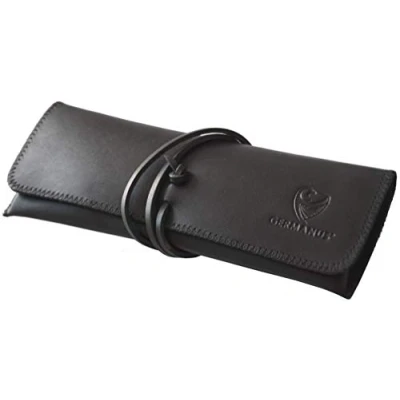 Afbeelding van GERMANUS Pennenetui strap, leer Made in EU, zwart, Schooltassenset