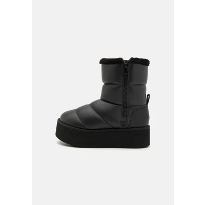 Afbeelding van KARL Lagerfeld Thermo Padded ZIP BOOT Enkellaarsjes met plateauzool, Dames, Maat: 39, Black Leer en textiel