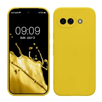 Afbeelding van kwmobile telefoonhoesje geschikt voor Google Pixel 9a Hoesje smartphone Precisie camera uitsnede In stralend geel