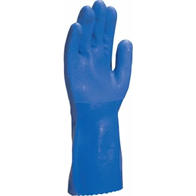Afbeelding van Delta Plus Handschoen gedroogd in PVC op katoen Ondersteuning Type Petroleum Worker, 8, blauw