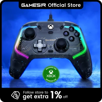 Afbeelding van GameSir Kaleid Transparent Wired gaming Controller voor Xbox Series XS, One &amp; Windows 10/11, plug and play gamepad met hall effect joysticks triggers, 3,5 mm audio aansluiting