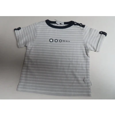 Afbeelding van T shirt korte mouw Meisje Streepje Grijst / wit en afgewerkt met marine 6 maand 68