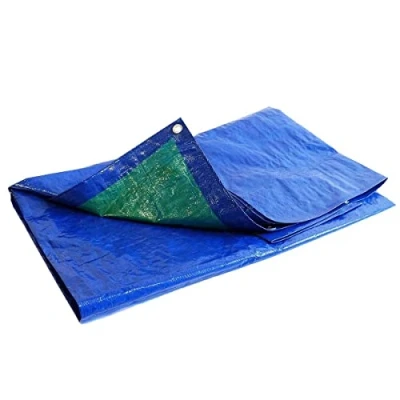 Afbeelding van Afdekzeil 4 x 5 m TECPLAST SR150MU Blauw en groen Hoge kwaliteit Waterdicht dekzeil met ogen