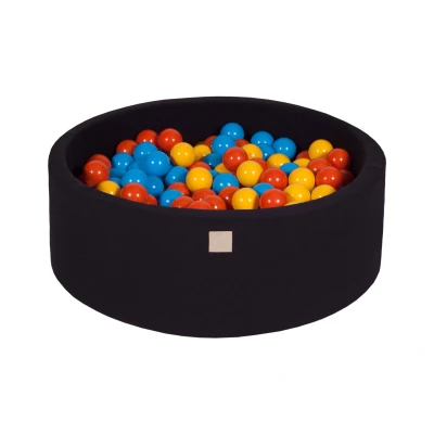 Afbeelding van Katoenen Ballenbak in Zwart Ballenbakje België Geel/Oranje/Blauw